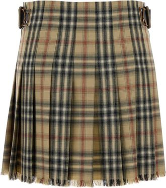 Burberry Womens Skye Skirt Beige Wool