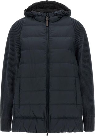 Brunello Cucinelli Blue Quilted Hood Jacket