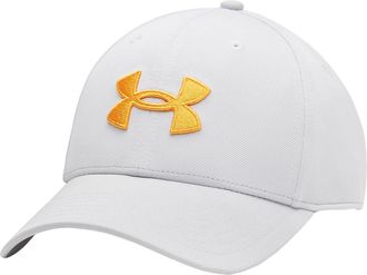Under Armour Mens Blitzing Cap Stretch Fit Hat, (014) Halo Gray / / Squad Orange, L-XL