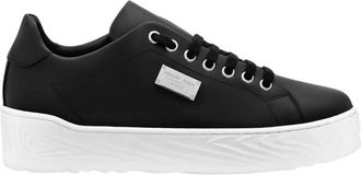 Philipp Plein Schoenen, Dames, Zwart, 39 EU, Leer, Leather Lo-Top Sneakers