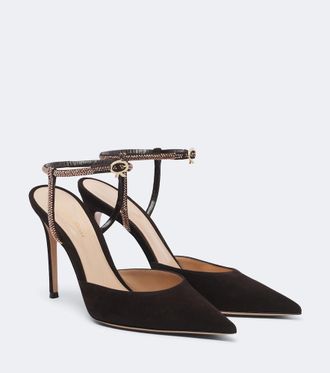 Gianvito Rossi Embellished suede slingback pumps