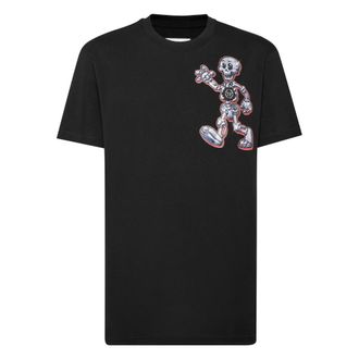 Philipp Plein Tops, Heren, Zwart, XL, Katoen, T-Shirt Ronde Hals Skull