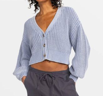 Roxy Sundaze Washed Cardigan In Infinity Blue