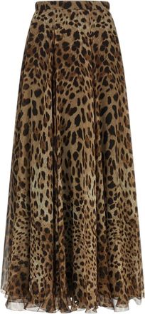 Dolce & Gabbana Brown Animal Print Maxi Skirt
