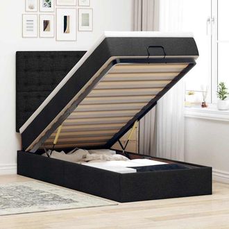 vidaXL Cama Otomana Con Colch&oacute;n Y Luces Led Tela Negra 80x200cm Vidaxl