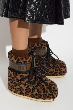 Moon Boot Snow Boots MB ICON LOW FLEECE LEOPARD, Womens, Brown