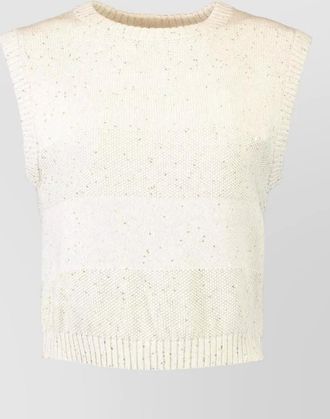 Brunello Cucinelli textured striped knit crew neck top
