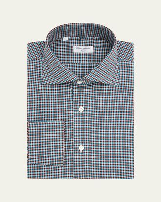 Cesare Attolini Mens Cotton Petite-Plaid Sport Shirt
