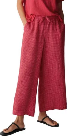 Eileen Fisher Windowpane Check Wide Leg Ankle Pants in Grenadine at Nordstrom, Size Xx-Small
