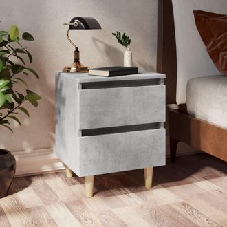 vidaXL Mesita De Noche Con Patas Madera Pino Gris Hormig&oacute;n 40x35x50 Cm Vidaxl