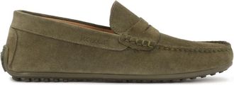 Kazar Heren instap mocassins in khaki kleur - Heren - Loafers - Groen - 40 EU - Leer - Schoenen