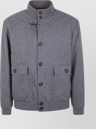 Fay flannel bomber jacket metal clasp