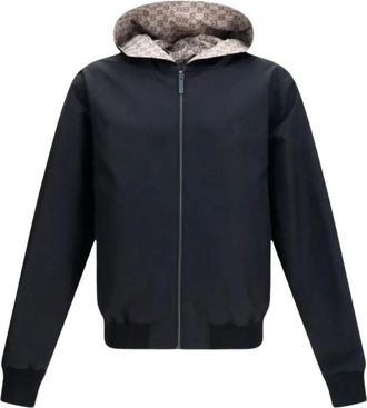 Gucci Omkeerbare capuchonjas van katoen en GG-nylon - Heren - Bomber jackets - Zwart - 2XL - Katoen - Jassen