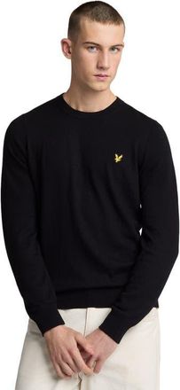 Lyle & Scott Cotton Merino Crew Neck Sweater in Jet Black at Nordstrom, Size Xx-Large