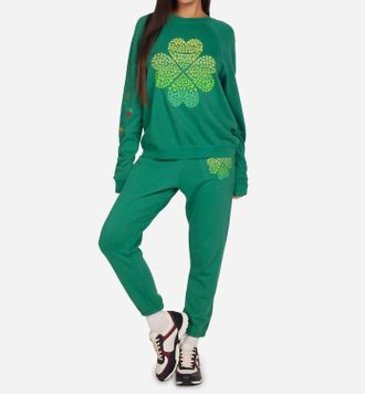 Lauren Moshi Alana Ombre Butterfly Clover Sweatshirt In Green