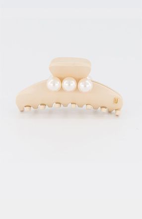 Alexandre de Paris Pearl Claw Clip in Beige at Nordstrom, Size Medium