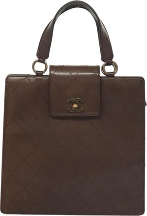 Chanel Coco Mark Brown Leather Handbag (Pre-Owned)