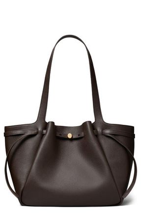 Tory Burch Romy Leather Tote in Deep Brown at Nordstrom