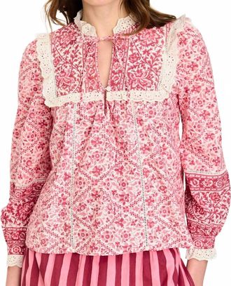 PINK CITY PRINTS Nettie Blouse In Burgundy