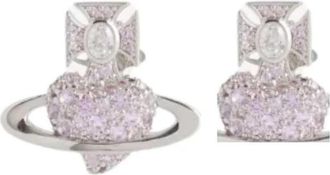 Vivienne Westwood Hartmotief Zilveren Oorbellen Paar - Dames - Oorbellen - Grijs - ONE Size - Accessoires