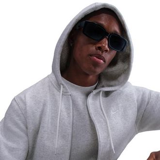 Nike Mens Club Full-Zip Hoodie - Birch Heather/White/White Size 3XL