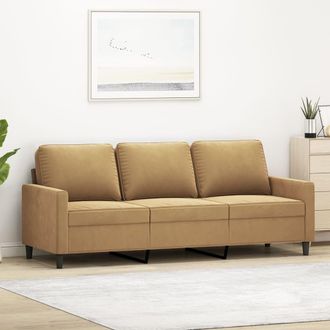 vidaXL Sof&aacute; De 3 Plazas Terciopelo Marr&oacute;n 180 Cm Vidaxl