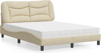 vidaXL Vidaxl - Cama Con Colch&oacute;n Tela Color Crema 140x200 Cm