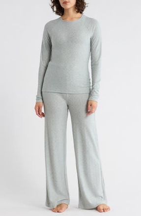 Yogalicious Long Sleeve Top & Wide Leg Pants Pajamas in Morning Fog at Nordstrom Rack, Size Xx-Large