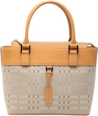 Burberry Pre-owned Handbags, female, Beige, Size: ONE SIZE Pre-owned Canvas Handbag