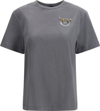 Pinko Grijze Katoenen T-Shirt