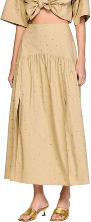 Sandro Long rhinestone cotton skirt in Beige at Nordstrom, Size 42 Eu