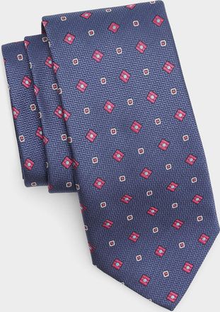 Canali Men & apos;s Chevron Medium Silk Tie, Navy