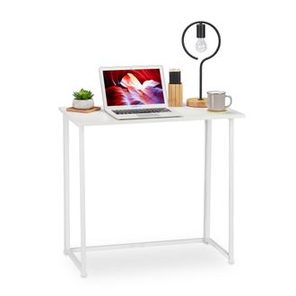 Relaxdays Relaxdays Escritorio Plegable, Mueble De Oficina, 74,5x80x45 Cm, Blanco
