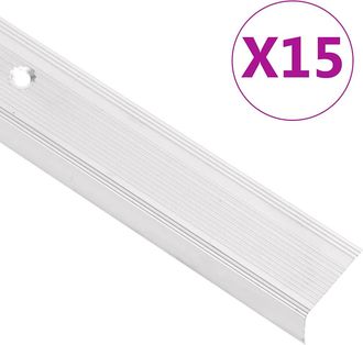 vidaXL Perfiles De Pelda&ntilde;os Forma De L 15 Uds Aluminio Plata 100 Cm Vidaxl