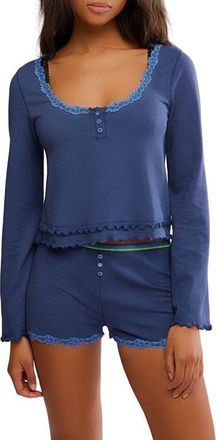 Free People Spring Break Shorts Pajamas in Blue Crown at Nordstrom, Size Large