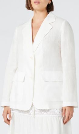 Marina Rinaldi Tonale Linen Blazer in Ivory at Nordstrom, Size 14W