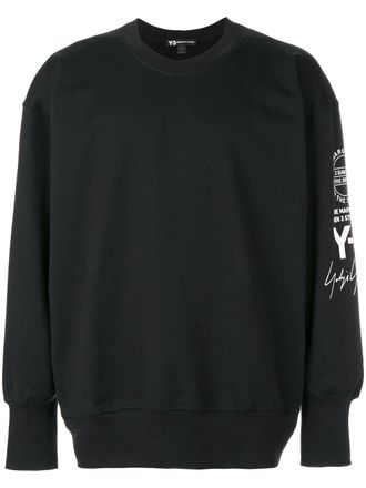 Yohji Yamamoto stacked logo sweatshirt - men - Cotton - L - Black