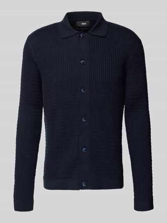 Cinque Strickjacke mit Strukturmuster Modell Yuris in Marine, Gr&ouml;&szlig;e XXL
