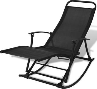 vidaXL Vidaxl - Silla Mecedora De Jard&iacute;n Acero Y Textilene Negro