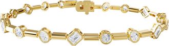 Diamond2Deal 14k Yellow Gold 2.8 Carat Multi Shape Lab Grown Diamond Bangle Bracelet 7