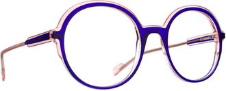 Blush Round Acetate Eyeglass Frames in Deep Blue