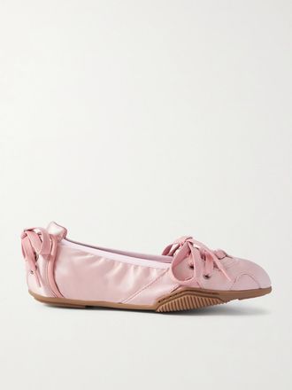 Acne Studios Ballerine In Raso A Pannelli Con Logo Bilaria - Rosa
