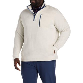 Vineyard Vines Big & Tall Quilted Navigator 1/4-Snap Pullover in Stone at Nordstrom, Size 5X Big