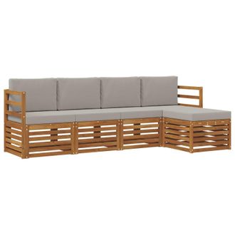 vidaXL Conjunto De Sof&aacute;s De Exterior 5 Pcs Gris Natural Y Claro Vidaxl