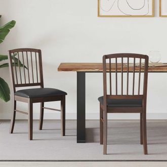 vidaXL Vidaxl Sedie Da Pranzo 2 Pz Legno Di Gomma Solido Marrone Chiaro