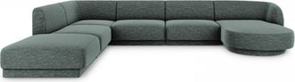 BLOOMINGLOFT Grosses Design Panorama U-Sofa Miley - Chenille Grün