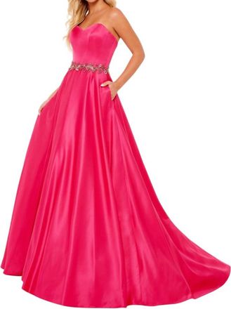 Rachel Allan Satin Ball Gown In Fuchsia