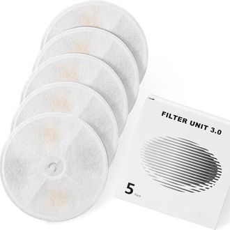 OEM 5 Filtros Aptos Para Fuente De Agua Para Gatos - Sistema De Filtraci&oacute;n De 3 Capas - Carb&oacute;n Activado Y Coco - Suavizante De Agua - Blanco