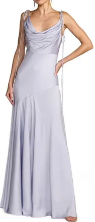 Mac Duggal Womens Charmeuse Cowl Gown with Bow Straps in Powder Blue at Nordstrom, Size 10