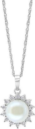 Effy Diamond & Freshwater Pearl Sun Pendant Necklace in White at Nordstrom Rack, Size 18